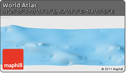 Physical Panoramic Map of the Area around 34° 10' 16" S, 168° 22' 30" E