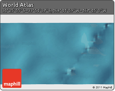 Satellite 3D Map of the Area around 34° 10' 16" S, 168° 13' 29" W
