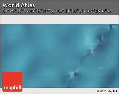 Satellite 3D Map of the Area around 34° 10' 16" S, 168° 13' 29" W