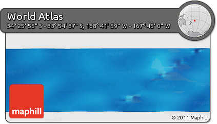 Physical Panoramic Map of the Area around 34° 10' 16" S, 168° 13' 29" W