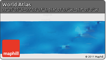Physical Panoramic Map of the Area around 34° 10' 16" S, 168° 13' 29" W