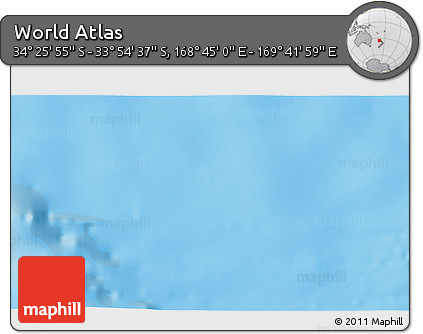 Physical 3D Map of the Area around 34° 10' 16" S, 169° 13' 29" E