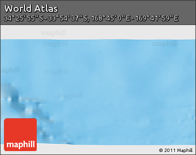 Physical 3D Map of the Area around 34° 10' 16" S, 169° 13' 29" E