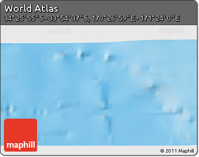 Shaded Relief 3D Map of the Area around 34° 10' 16" S, 170° 55' 30" E