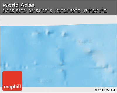Shaded Relief 3D Map of the Area around 34° 10' 16" S, 170° 55' 30" E