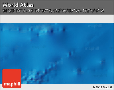 Physical 3D Map of the Area around 34° 10' 16" S, 172° 28' 29" W