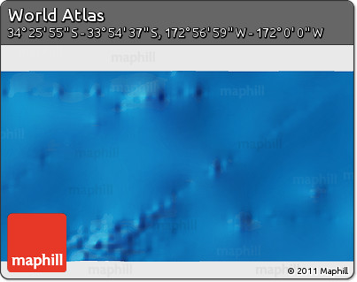 Physical 3D Map of the Area around 34° 10' 16" S, 172° 28' 29" W