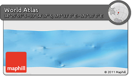Physical Panoramic Map of the Area around 34° 10' 16" S, 176° 1' 30" E