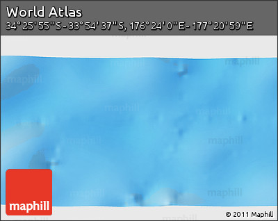 Physical 3D Map of the Area around 34° 10' 16" S, 176° 52' 30" E