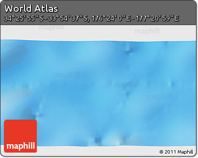 Physical 3D Map of the Area around 34° 10' 16" S, 176° 52' 30" E
