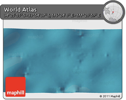 Satellite 3D Map of the Area around 34° 10' 16" S, 176° 52' 30" E
