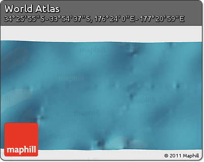 Satellite 3D Map of the Area around 34° 10' 16" S, 176° 52' 30" E