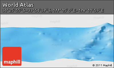 Physical Panoramic Map of the Area around 34° 10' 16" S, 177° 43' 29" E