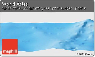 Physical Panoramic Map of the Area around 34° 10' 16" S, 177° 43' 29" E