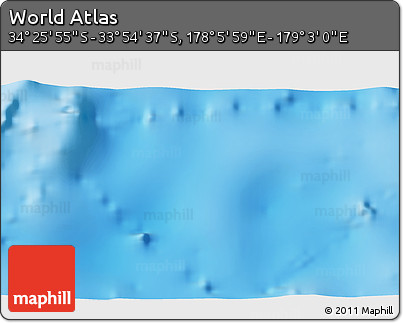 Shaded Relief 3D Map of the Area around 34° 10' 16" S, 178° 34' 29" E