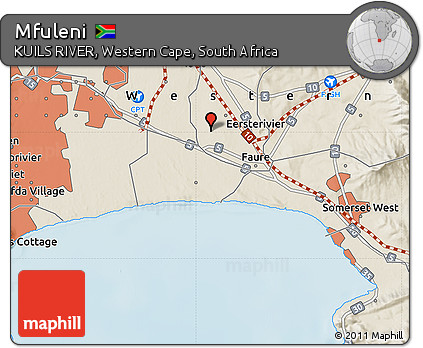 Shaded Relief Map of Mfuleni