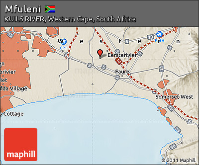 Shaded Relief Map of Mfuleni