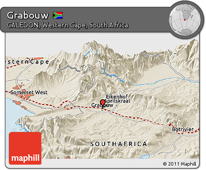 Shaded Relief Panoramic Map of Grabouw