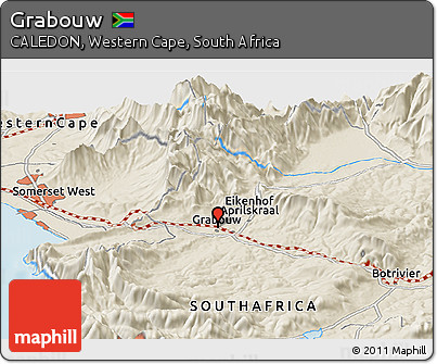 Shaded Relief Panoramic Map of Grabouw