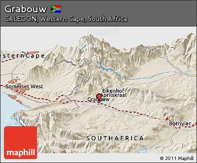 Shaded Relief Panoramic Map of Grabouw