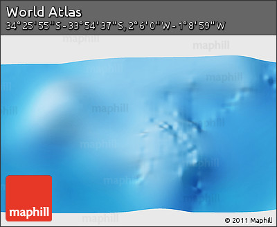Physical 3D Map of the Area around 34° 10' 16" S, 1° 37' 30" W