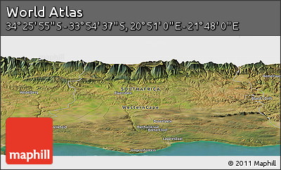 Satellite Panoramic Map of the Area around 34° 10' 16" S, 21° 19' 30" E