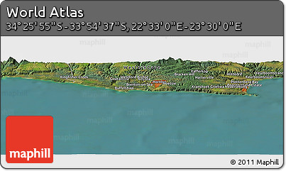 Satellite Panoramic Map of the Area around 34° 10' 16" S, 23° 1' 29" E
