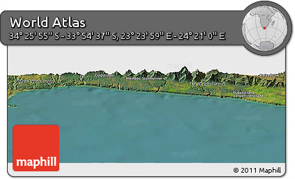 Satellite Panoramic Map of the Area around 34° 10' 16" S, 23° 52' 30" E
