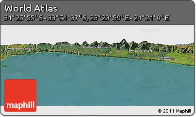 Satellite Panoramic Map of the Area around 34° 10' 16" S, 23° 52' 30" E