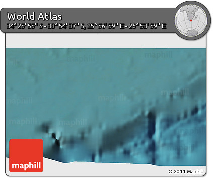 Satellite 3D Map of the Area around 34° 10' 16" S, 26° 25' 29" E