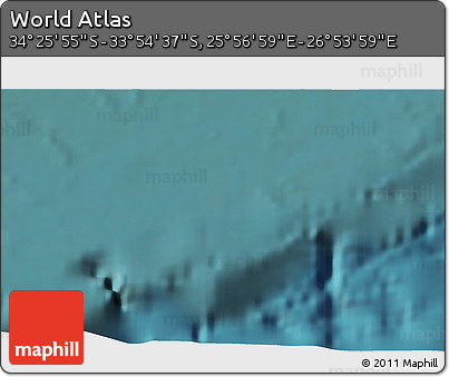 Satellite 3D Map of the Area around 34° 10' 16" S, 26° 25' 29" E