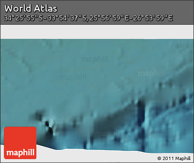 Satellite 3D Map of the Area around 34° 10' 16" S, 26° 25' 29" E