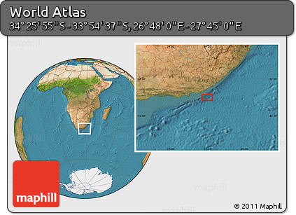 Satellite Location Map of the Area around 34° 10' 16" S, 27° 16' 29" E