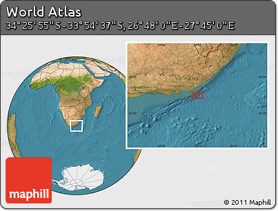 Satellite Location Map of the Area around 34° 10' 16" S, 27° 16' 29" E
