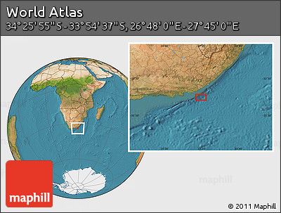 Satellite Location Map of the Area around 34° 10' 16" S, 27° 16' 29" E