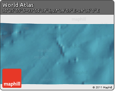 Satellite 3D Map of the Area around 34° 10' 16" S, 28° 7' 30" E