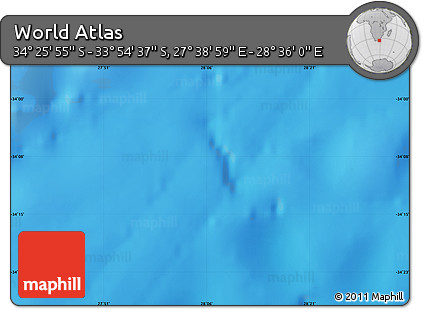 Physical Map of the Area around 34° 10' 16" S, 28° 7' 30" E
