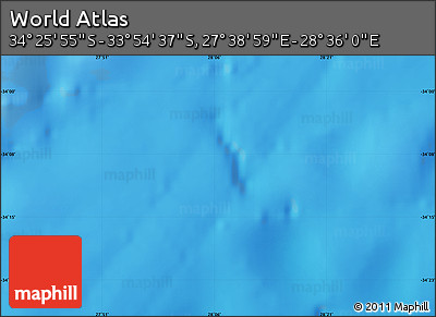 Physical Map of the Area around 34° 10' 16" S, 28° 7' 30" E