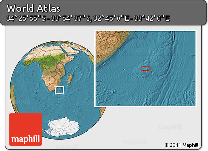 Satellite Location Map of the Area around 34° 10' 16" S, 33° 13' 30" E