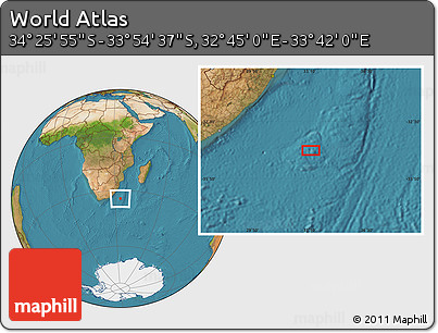 Satellite Location Map of the Area around 34° 10' 16" S, 33° 13' 30" E