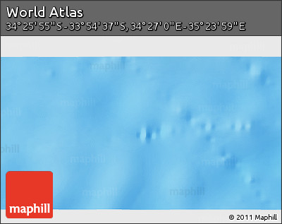 Physical 3D Map of the Area around 34° 10' 16" S, 34° 55' 29" E