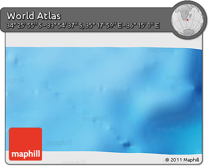 Physical 3D Map of the Area around 34° 10' 16" S, 35° 46' 29" E