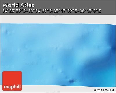 Physical 3D Map of the Area around 34° 10' 16" S, 35° 46' 29" E
