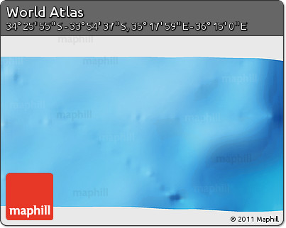 Physical 3D Map of the Area around 34° 10' 16" S, 35° 46' 29" E
