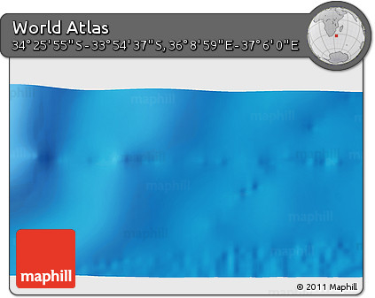 Physical 3D Map of the Area around 34° 10' 16" S, 36° 37' 30" E