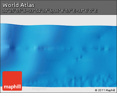 Physical 3D Map of the Area around 34° 10' 16" S, 36° 37' 30" E