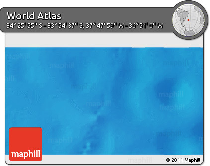 Physical 3D Map of the Area around 34° 10' 16" S, 37° 19' 30" W