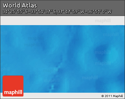Physical 3D Map of the Area around 34° 10' 16" S, 37° 19' 30" W