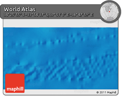 Shaded Relief 3D Map of the Area around 34° 10' 16" S, 38° 19' 30" E
