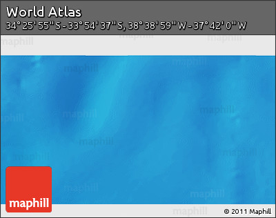 Shaded Relief 3D Map of the Area around 34° 10' 16" S, 38° 10' 29" W